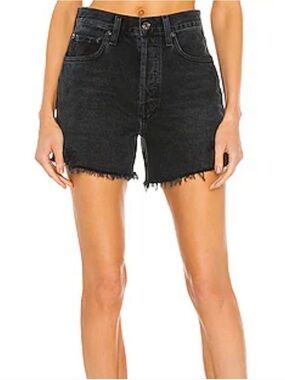 Agolde Black Washed High-Rise Denim Cutoff Shorts